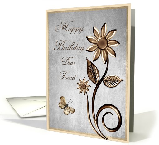 Happy Birthday Friend Flowers Butterfly card (624832)