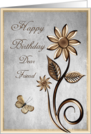 Happy Birthday Friend Flowers Butterfly card