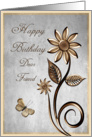 Happy Birthday Friend Flowers Butterfly card