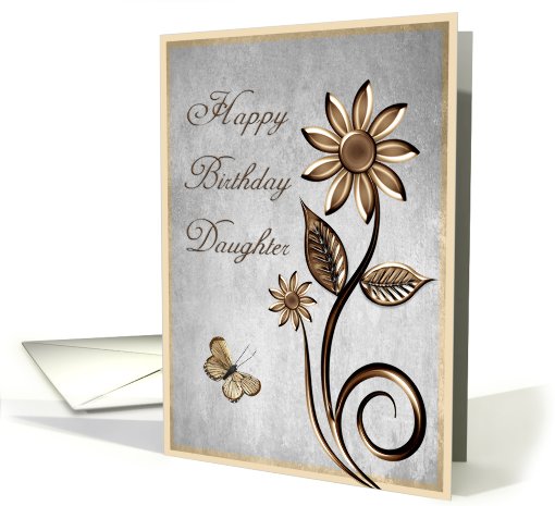 Happy Birthday Daughter Flowers Butterfly card (624857)