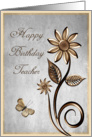 Happy Birthday Teacher Flowers Butterfly card