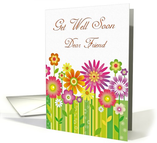 Get Well Soon Friend Flowers Multi Color card (624927)