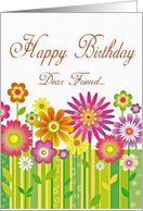 Happy Birthday Friend Flowers Multi Color card