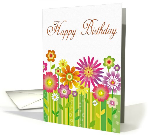 Happy Birthday Flowers Multi Color card (624942)
