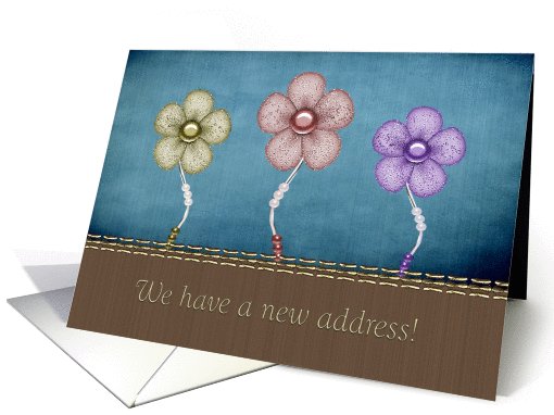 Moved To A New Address Business Announcement Flower Trio card (626321)