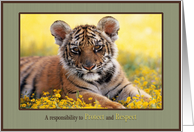 Protect and Respect WIldlife Young Tiger Field of Yellow Flowers card