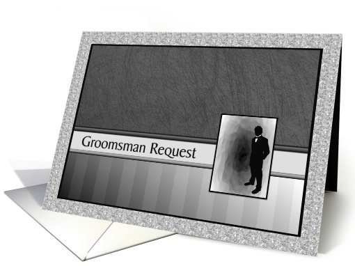 Groomsman Request Tuxedo Black Grey White card (627395)