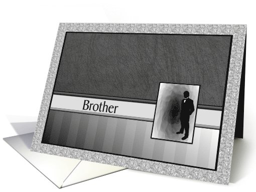 Best Man Request Brother Tuxedo Black Grey White card (627405)