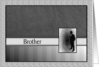 Best Man Request Brother Tuxedo Black Grey White card