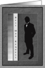 Best Man Request Tuxedo Black Grey White card