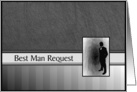 Best Man Request Tuxedo Black Grey White card