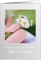 Flower Girl - Sister - Daisy Bouquet in her Hand card