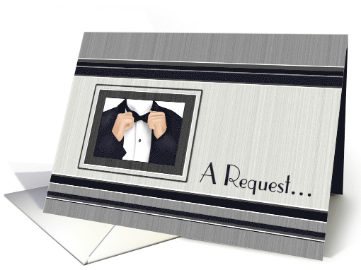 Best Man Request Tuxedo Bow Tie Navy Black White Grey card (628217)