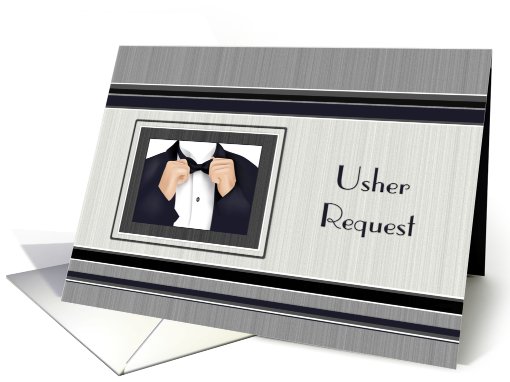 Usher Request Tuxedo Bow Tie Navy Black White Grey card (628223)