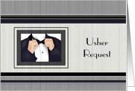 Usher Request Tuxedo Bow Tie Navy Black White Grey card