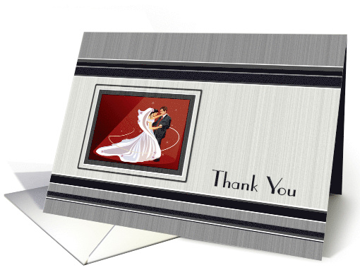 Thank You For The Gift Bride And Groom Dancing Red Navy... (628524)