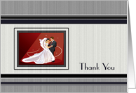 Thank You For The Gift Bride And Groom Dancing Red Navy Black White Grey card