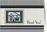 Thank You For Your Business Real Estate House Blue Black White Grey card