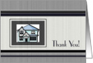 Thank You For Your Business Real Estate House Blue Black White Grey card