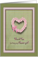 Thank You Flower Girl, Rose Heart card