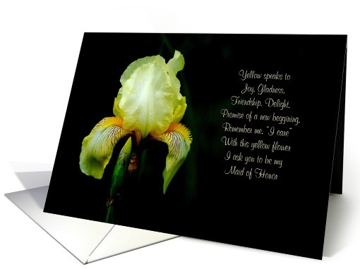 Maid of Honor - Friend - Yellow Bearded Iris- Poem card (639525)