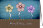 Happy Birthday Grandmother Mamaw 3 Flowers with Pearls card