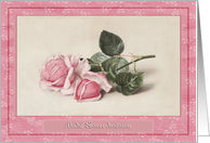 Bridal Shower Request, Antique Roses Pink Cream card