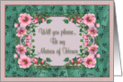 Matron of Honor Invitation Framed Flowers card