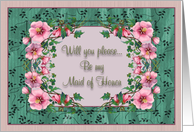 Maid of Honor Invitation Framed Flowers card