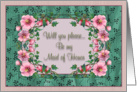 Maid of Honor Invitation Framed Flowers card