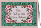 Bridesmaid Sister Invitation Framed Flowers card