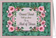 Maid of Honor Friend Invitation, Framed Flowers card