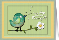 Flower girl Niece Talking Bird flowers card