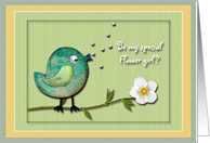 Flower girl Request Talking Bird flowers card