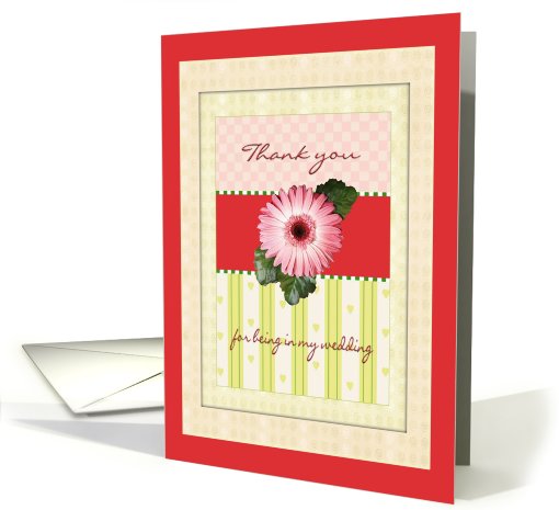 Thank You Being in Wedding, Daisy Pink and Coral card (645119)