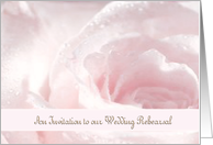 Wedding Rehearsal Invitaiton, Pink and White Rose, Water Droplettes card