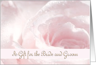 Wedding Gift for the Bride and Groom, Pink and White Rose, Water Droplettes card