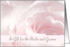 Wedding Gift for the Bride and Groom, Pink and White Rose, Water Droplettes card