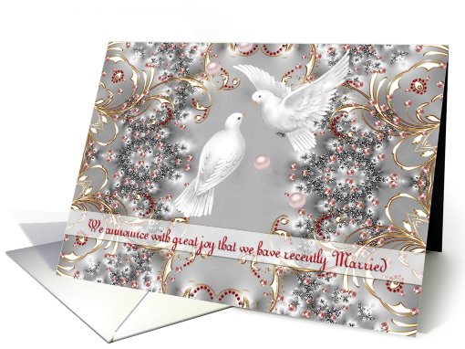 Just Married  Announcement Doves and Fancy designs card (648041)