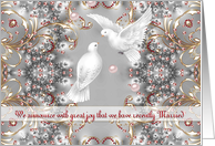 Just Married Announcement Doves and Fancy designs card