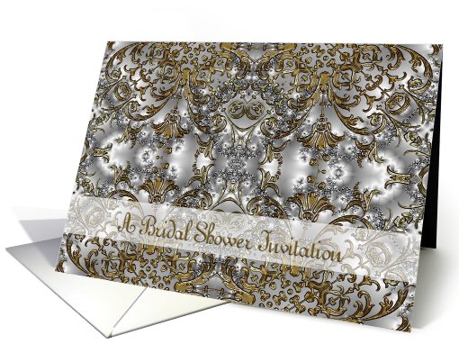 Bridal Shower Invitation, Scroll Gold Silver card (648085)