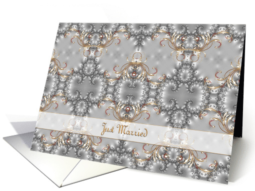 Just Married Announcement Scroll Gold Silver card (648281)