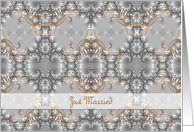Just Married Announcement Scroll Gold Silver card