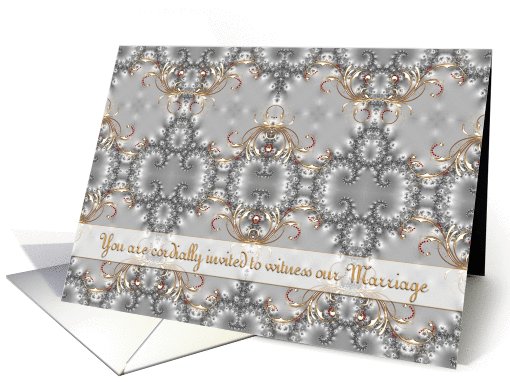 Wedding Ceremony Invitation Scroll Gold Silver card (648283)