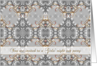 Girls’ Night Out Party Invitation Scroll Gold Silver card