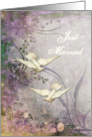 Just Married Announcement Doves Floral card