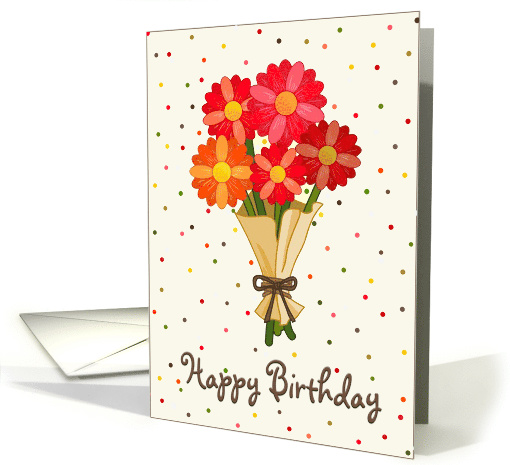 Happy Birthday Bouquet of Colorful Flowers card (658003)