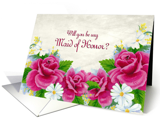 Maid of Honor Invitation Roses and Daisy's card (658511)