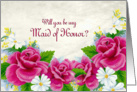 Maid of Honor Invitation Roses and Daisy’s card