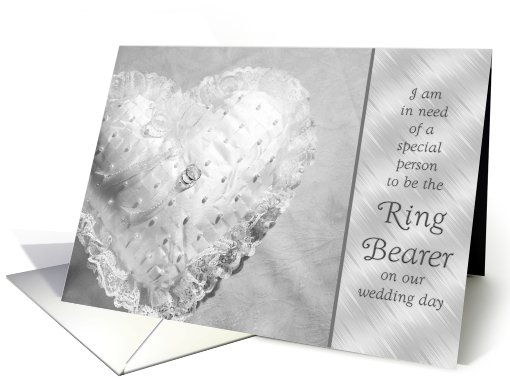 Ring Bearer Request Black and White Heart Pillow card (660895)